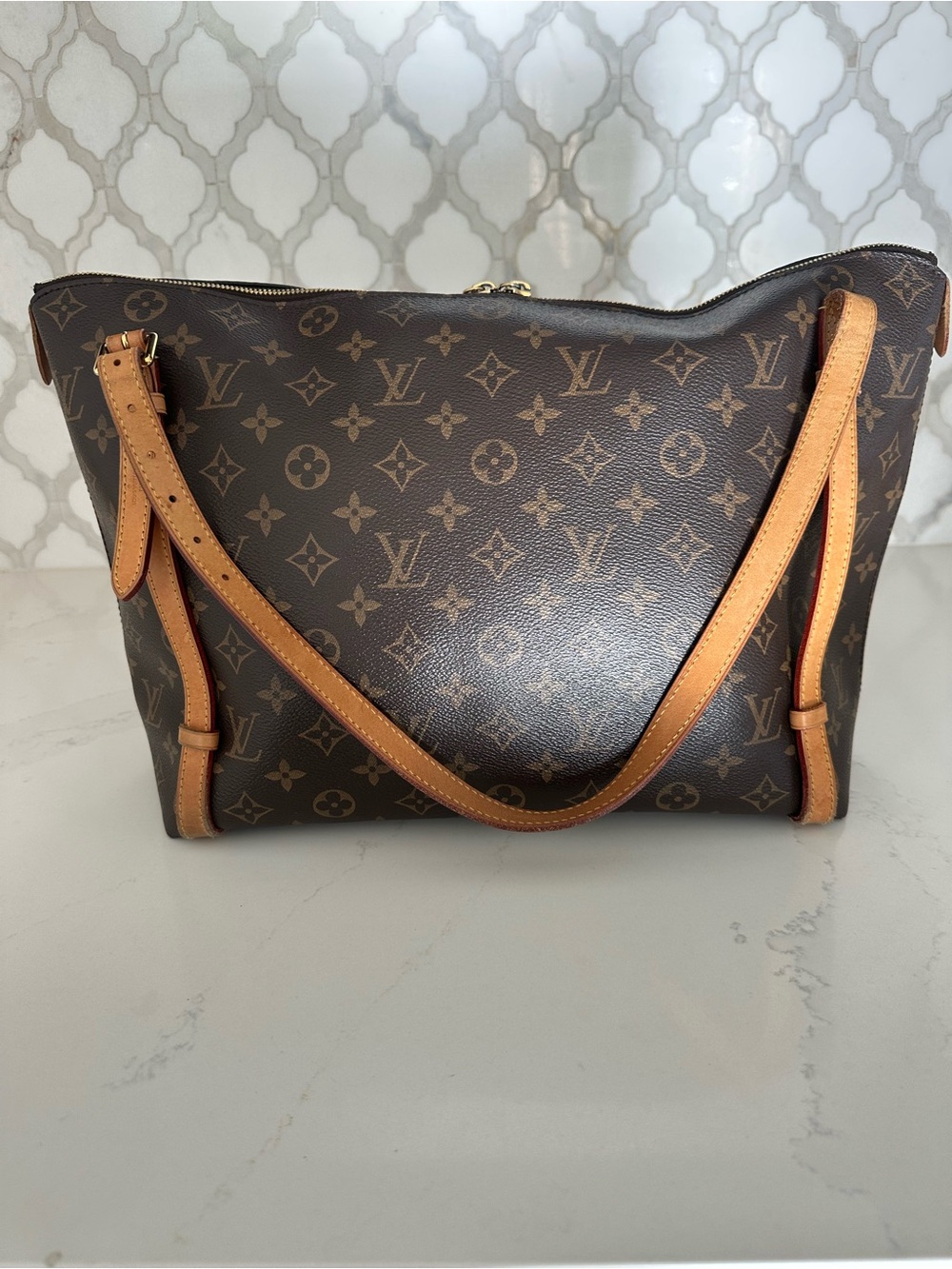 Louis Vuitton Monogram Canvas Shoulder Bag with Natural Vachetta Trim